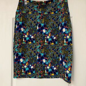 LuLaRoe Blue Multicolor Patterned Pencil Skirt